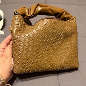 Brown Woven Leather Handbag
